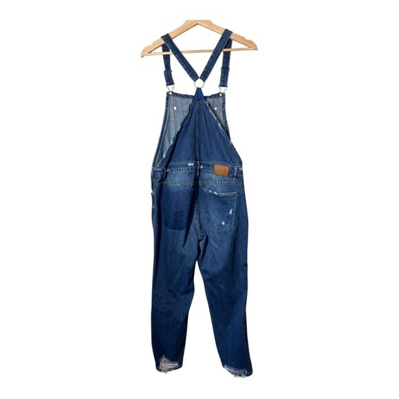Zara Trafaluc Denimwear Overalls Size Medium Distressed Blue - Picture 3 of 8